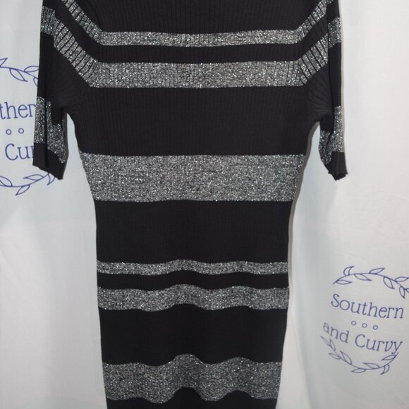 NWT NYC Sweater Dress, Gray/Black Stripes, Size 3X - Picture 7 of 8
